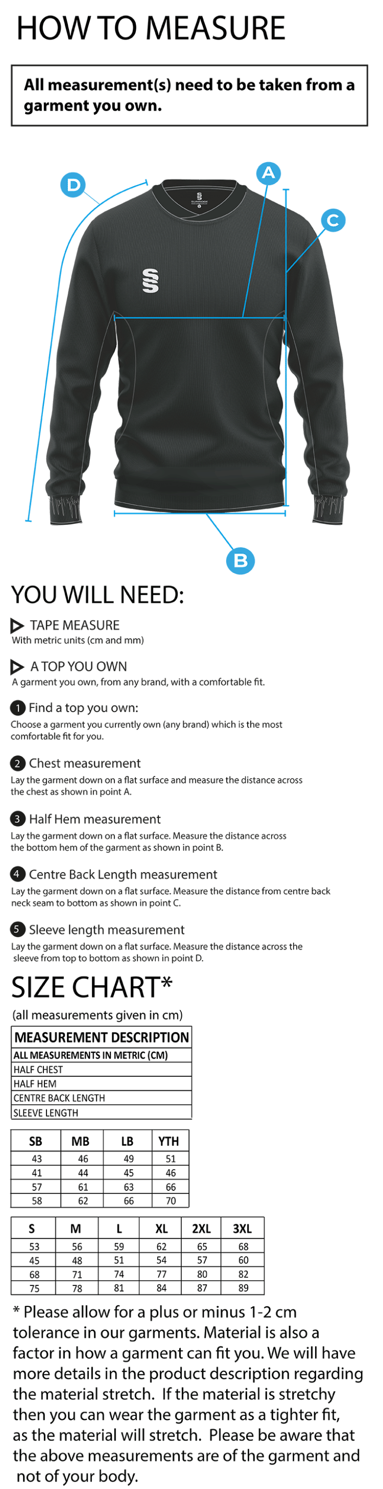 University of Salford - School of Health - Run Out Top - Unisex Fit - Size Guide