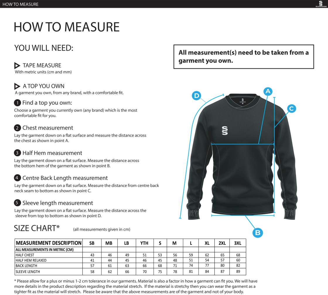 Salford University SU - Run Out Top - Unisex Fit - Size Guide
