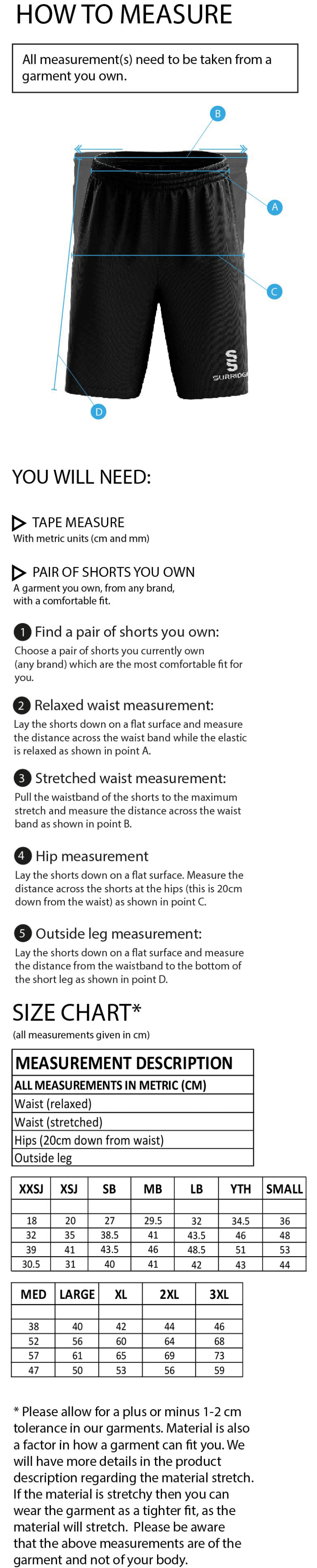 Salford University - Fuse Short - Unisex Fit - Size Guide